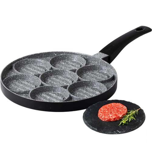 Antihaft-Grillpfanne mit Fassungsvermögen von 7 Hamburgern, für Pancakes und Hamburger, Fleisch und Vegetarier, aus Aluminium, 26 cm von Avilia