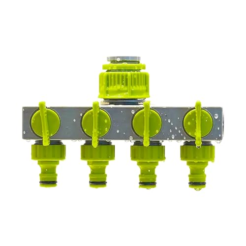 Avilia 4-Wege-Wasserhahn für Bewässerung, multifunktionale Trennwand mit 4 unabhängigen Ausgängen, optimal für Garten und Gemüsegarten, Frostschutz, geeignet für Wasserhähne von 1 Zoll und 3/4 Zoll, von Avilia