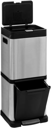 Avilia Abfalleimer mit Fußpedal – Abfalleimer aus Stahl – Außeneimer für die Küche – Doppelbehälter 20 + 14 Liter – verchromt Avilia Abfalleimer mit Fußpedal – Abfalleimer aus Stahl – Außeneimer für die Küche – Doppelbehälter 20 + 14 Liter – verchromt von Avilia