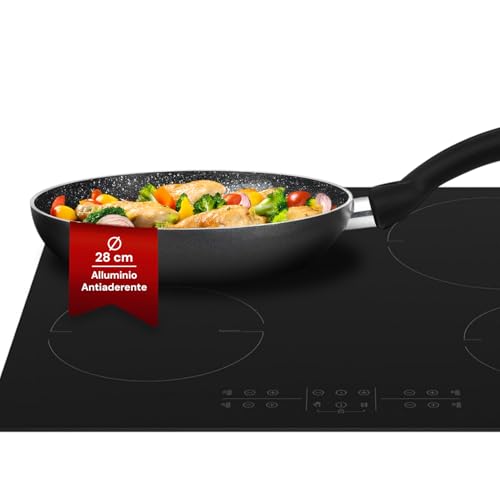 Avilia Antihaftbeschichtete Aluminiumpfanne für Induktion 28 cm – ideal zum Kochen jeglicher Gerichte – kratzfest und langlebig – geeignet für alle Herdarten und leicht zu reinigen von Avilia