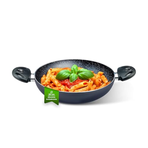 Avilia Antihaftbeschichtete Pfanne aus Aluminium mit zwei Griffen aus Bakelite 28 cm – resistent gegen Kratzer und Abrieb und ist leicht zu reinigen – geeignet für alle Herdarten mit Induktion, Gas von Avilia