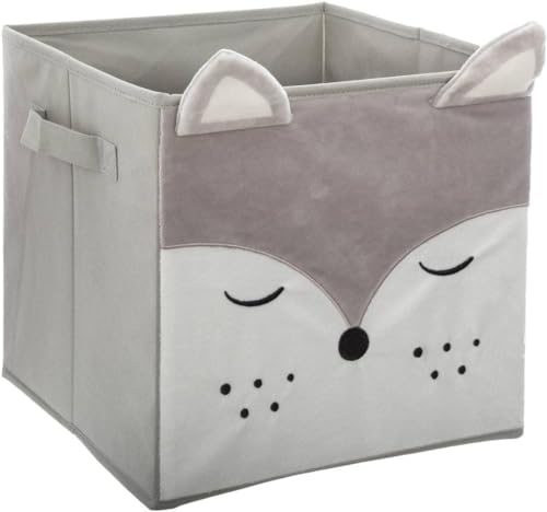 Avilia Aufbewahrungsbox aus Samt in Form eines Fuchses – organisiert mit Stil – praktische und schicke Lösung – zusammenklappbare Aufbewahrungsbox – 29 x 29 cm, Grau von Avilia