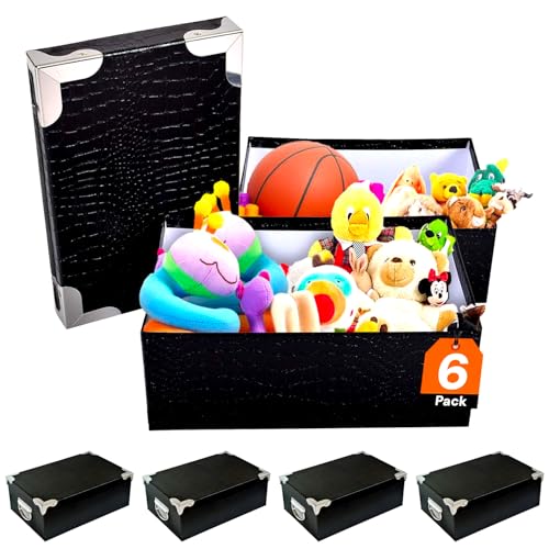 Avilia Aufbewahrungsboxen Set mit 6 Boxen in verschiedenen Größen Boxen mit Deckel und Griffen Behälter für die Organisation im ganzen Haus Schwarz mit Krokodilmuster Karton von Avilia
