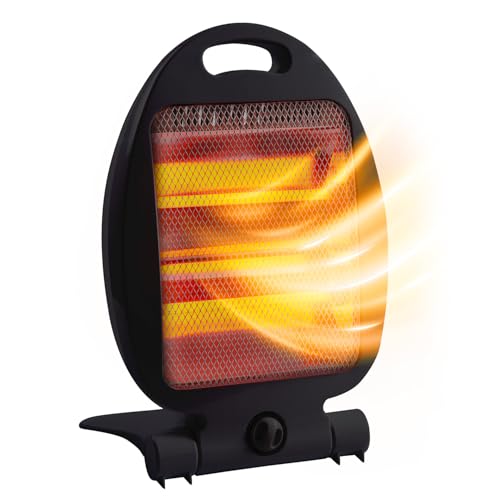 Avilia Elektrischer Quarz-Heizstrahler mit 2 Heizstufen 400/800 W – ideal zum Heizen von Schlafzimmer, Bad oder Büro mit Kippschutz-Basis, Sicherheitssystem und Griff – 25 x 14 x 35 cm von Avilia