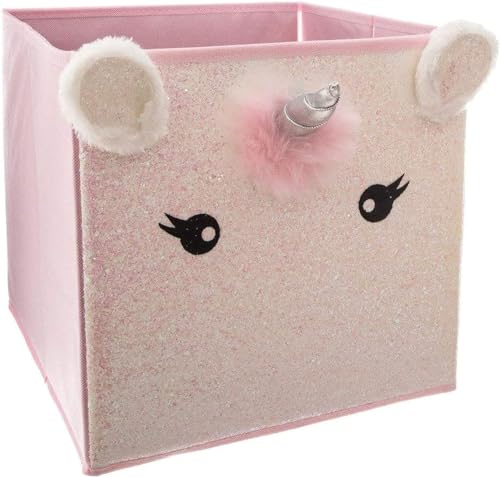 Avilia Faltbare Aufbewahrungsbox mit Einhorn-Design – Organisation für Kinder – zusammenklappbare Aufbewahrungsbox – 29 x 29 cm, Rosa von Avilia