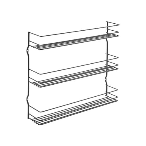 Avilia Gewürzregal für die Küche - Wandregal aus Metall, 36 x 8 x 32 cm, Schwarz von Avilia