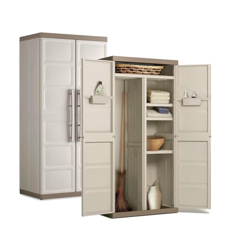 Avilia Hochschrank Taupe multifunktional mit 3 verstellbaren Einlegeböden 89 x 54 x 182 cm - Ideal als Aufbewahrungs- oder Schuhregal für den Innen- und Außenbereich - Hergestellt aus Avilia Hochschrank Taupe multifunktional mit 3 verstellbaren Einlegeböden 89 x 54 x 182 cm - Ideal als Aufbewahrungs- oder Schuhregal für den Innen- und Außenbereich - Hergestellt aus von Avilia