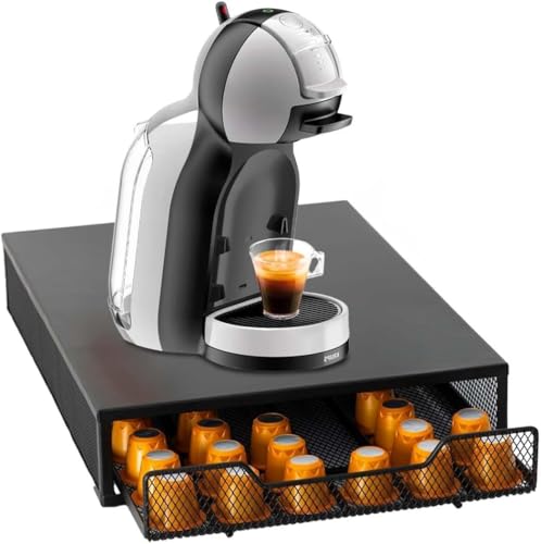 Avilia Kapselhalter aus Bambus mit Schublade, multifunktional, zum Organisieren von Kapseln, Waffeln, Kräutertees, Zucker, Kaffeetassen und kleinen Brioche (Kapselhalter aus Metall) von Avilia