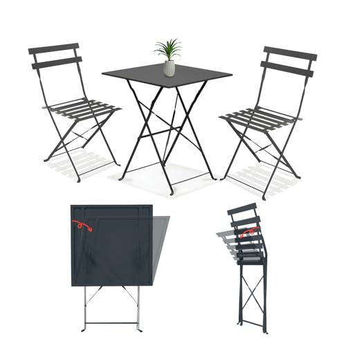 Avilia Koby Double Gartenmöbel-Set für den Außenbereich, zusammenklappbar, aus Metall, Anthrazit, 2 ergonomische Stühle und Multifunktionstisch, kompaktes und Robustes Design Avilia Koby Double Gartenmöbel-Set für den Außenbereich, zusammenklappbar, aus Metall, Anthrazit, 2 ergonomische Stühle und Multifunktionstisch, kompaktes und Robustes Design von Avilia