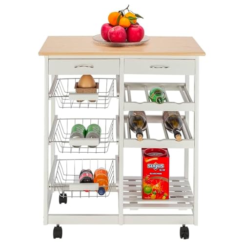 Avilia Küchenwagen mit Rollen aus MDF und Metall, 76 x 66 x 36 cm, ideal für die Küche, Zwei praktische Schubladen zur Aufbewahrung von Utensilien, Geschirrtüchern oder kleinen Gegenständen und Avilia Küchenwagen mit Rollen aus MDF und Metall, 76 x 66 x 36 cm, ideal für die Küche, Zwei praktische Schubladen zur Aufbewahrung von Utensilien, Geschirrtüchern oder kleinen Gegenständen und von Avilia