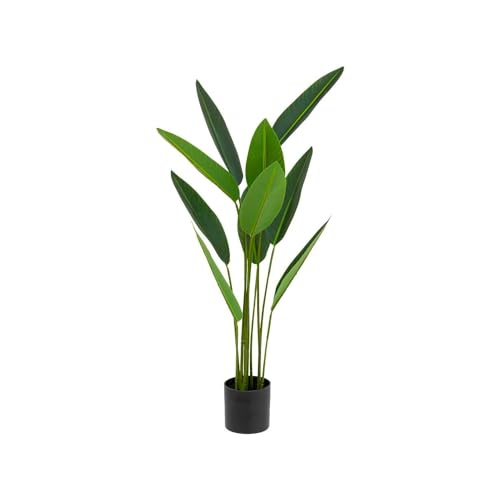 Avilia Künstliche Tropische dekorative Kunstpflanze 97 cm – Strelitzia mit mattschwarzer Vase für Innenräume, realistischer Baum für Wohnzimmer und Büro von Avilia