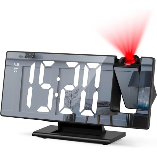 Avilia LED-Uhr mit Spiegeleffekt, Nachttischuhr – Bürouhr | Datum – Wecker | USB wiederaufladbar | Innentemperaturüberwachung von Avilia
