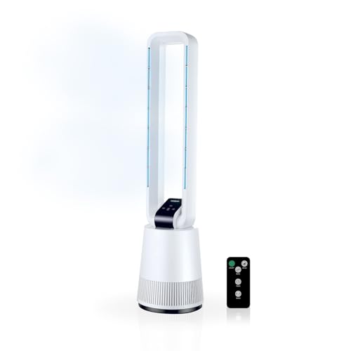 Avilia - Leiser Turmventilator mit Fernbedienung und LED-Display, 3 Geschwindigkeiten, Timer und Oszillation, Standventilator ohne Flügel für frische Luft, gleichmäßiges und modernes elegantes Design von Avilia