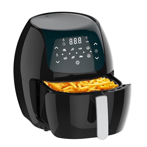 Avilia Luftfritteuse mit voreingestellten Programmen - Digital, mit Temperaturregelung und Timer, ideal für ölfreie Küche, 8 l, 1800 W, 37 x 33 x 30 cm, Schwarz von Avilia