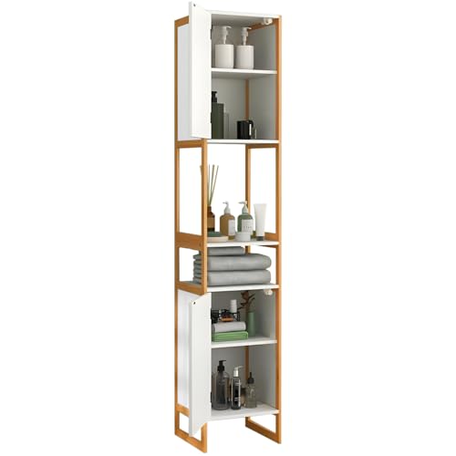 Avilia Modularer Badezimmerschrank mit 2 Türen, 33 x 33 x 170 cm, platzsparend, vielseitig, mit Ablagen, ideal für Badezimmer-Organisation, Weiß Avilia Modularer Badezimmerschrank mit 2 Türen, 33 x 33 x 170 cm, platzsparend, vielseitig, mit Ablagen, ideal für Badezimmer-Organisation, Weiß von Avilia