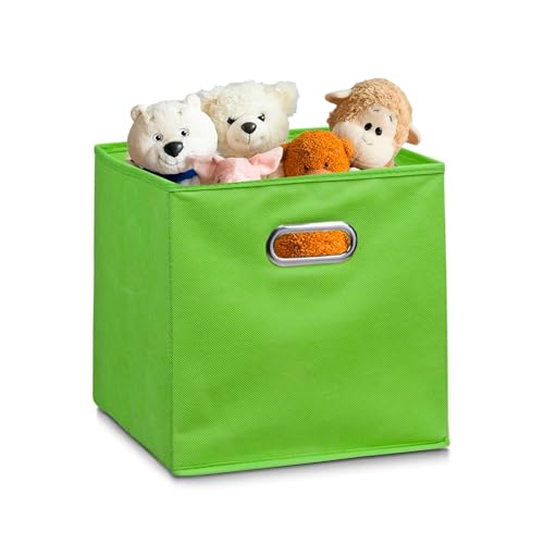 Avilia Multifunktionaler Korb aus Fleece, 32 cm, grün, mit Öffnung seitlicher Griffe – ideal zur Verwendung als Aufbewahrungsbox oder Spielzeug für Badezimmer oder Schlafzimmer – leicht zu bewegen und von Avilia