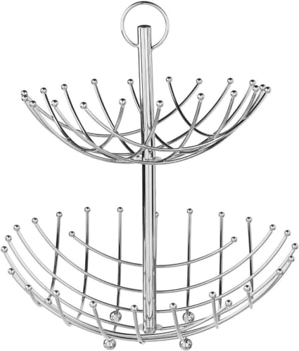 Avilia Obstschale mit 2 Ebenen aus Metall - Obstkorb - 35 x 39 cm, silber von Avilia