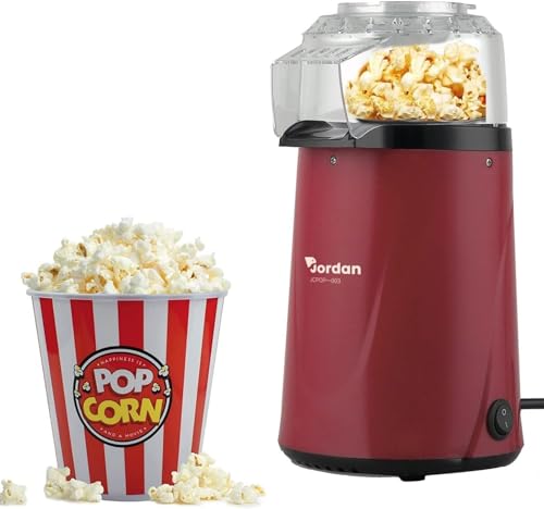 Avilia Popcorn-Maschine, 1200 W, Heißluft-Popcorn-Maschine in 2 Minuten, Popcorn gesund und ölfrei für Kinoabende für Kinder, Rot von Avilia