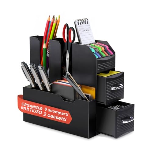 Avilia Schreibtisch-Organizer mit 9 Fächern und 2 Schubladen - Mehrzweck-Organizer für Büro und Zuhause - Aufbewahrungsbox für Stifte, Zubehör, Dokumente - Elegantes und platzsparendes Design Avilia Schreibtisch-Organizer mit 9 Fächern und 2 Schubladen - Mehrzweck-Organizer für Büro und Zuhause - Aufbewahrungsbox für Stifte, Zubehör, Dokumente - Elegantes und platzsparendes Design von Avilia