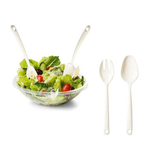Avilia Set 2 Stück Salatbesteck aus hartem Kunststoff Beige - Ideal zum Servieren und Würzen Ihres Salats sind robust und langlebig - lebensmittelecht und leicht zu reinigen von Avilia