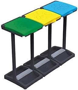 Avilia Set mit 3 Abfalleimern | Mülltonnenbox mit bunten Deckeln | Mülltrennung | Müllsackständer mit Fächern für Müllbeutel 110 l von Avilia