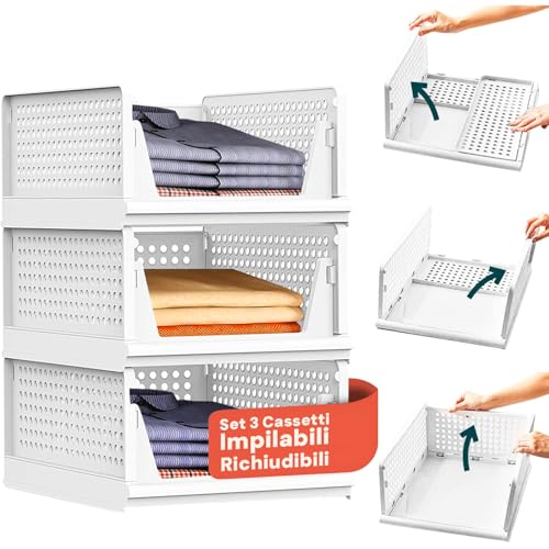 Avilia Set mit 3 Schubladen, stapelbar und verschließbar, 55 x 43 x 33,5 cm, platzsparend, für Küche, Wohnzimmer und Haus, praktisches Design, robust und vielseitig – Höhe einer Schublade 18,5 cm von Avilia