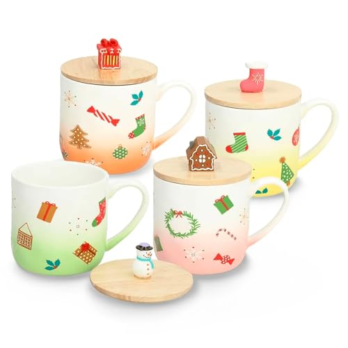 Avilia Tasse mit Deckel aus Porzellan, 370 ml, ideal für Milch, Tee oder heiße Schokolade, auch eine tolle Geschenkidee – robust, geeignet zum Warmhalten von Getränken und leicht zu reinigen von Avilia