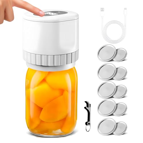 Avilia - Vakuumiergerät für Gläser Ø6,8/8,3 cm mit 10 Kappen, automatische Versiegelung, Heim- und Reisegebrauch, USB-C-Stromversorgung, kompakt und tragbar von Avilia