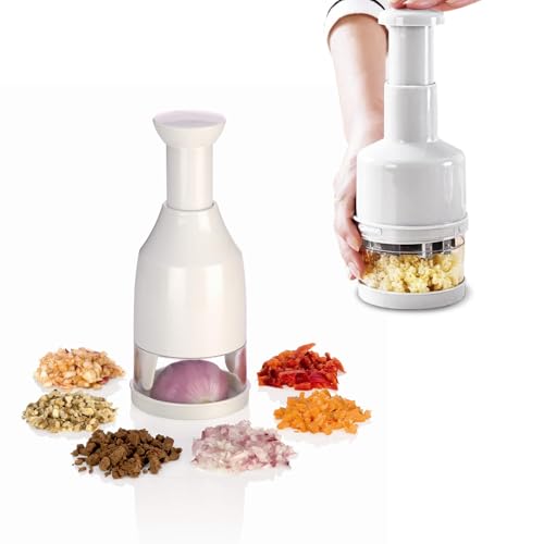 Avilia Vertikaler Zwiebelschneider aus robustem Kunststoff und Klingen aus Edelstahl – ideal zum Schneiden von Obst und Gemüse, hält Gerüche auf und ist dank des abnehmbaren Designs leicht zu reinigen von Avilia