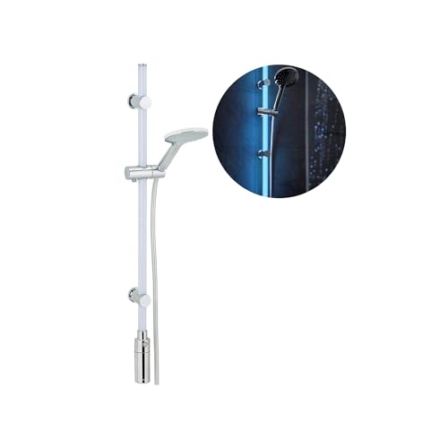 Duschstange mit Duschkopf - Duschstange mit LED-Beleuchtung, ABS und Edelstahl, 74 cm, silberfarben von Avilia