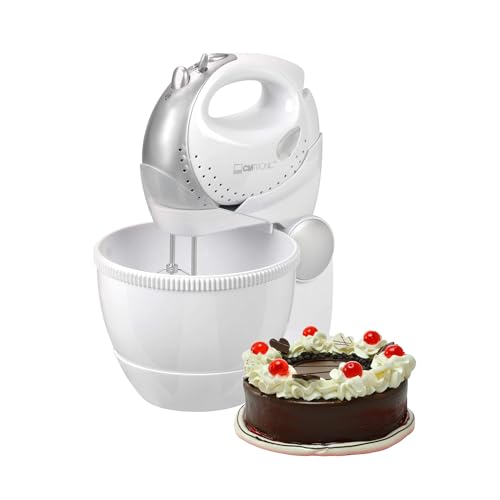 Elektrischer Mixer mit Schüssel – Elektrischer Mixer mit 5 Geschwindigkeiten von 250 W, 33 x 26 x 21,4 cm, Weiß von Avilia