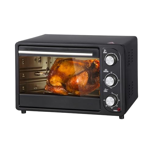 Elektrischer Ofen mit Umluft und verstellbarem Thermostat – perfekt zum Backen und Erhitzen von Lebensmitteln, Schwarz, 23 x 16 x 27 cm, 16 l, 1200 W von Avilia