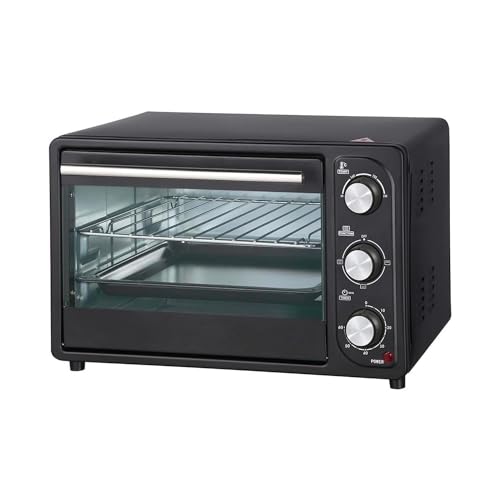 Elektrischer Ofen zum Kochen und Heizen von Lebensmitteln – Elektroofen mit verstellbarem Thermostat, 23 x 16 x 27 cm, 16 l, 1200 W, Schwarz von Avilia
