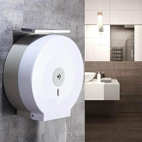 Geschlossener Toilettenpapierspender mit Fenster, Spender für öffentliche Toiletten, aus Kunststoff, 12,5 x 27,5 x 27,5 cm, Weiß von Avilia