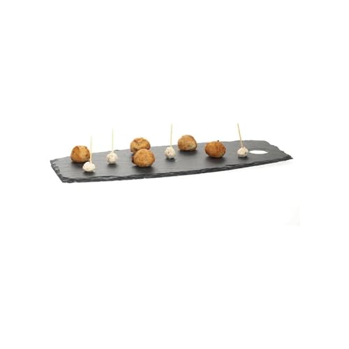 Leicht zu reinigendes Serviertablett für Abendessen und Mittagessen – Robustes Tablett für die Präsentation von Speisen und Getränken, Schiefer, 44 x 19 cm, Schwarz von Avilia