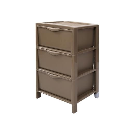 Multifunktionaler Schrank mit 3 Schubladen, Farbe Mokka, Kommode für Schlafzimmer, Küche, Büro, mit Rollen und Schubladen, 39,5 x 38 x 63 cm, aus Polypropylen von Avilia