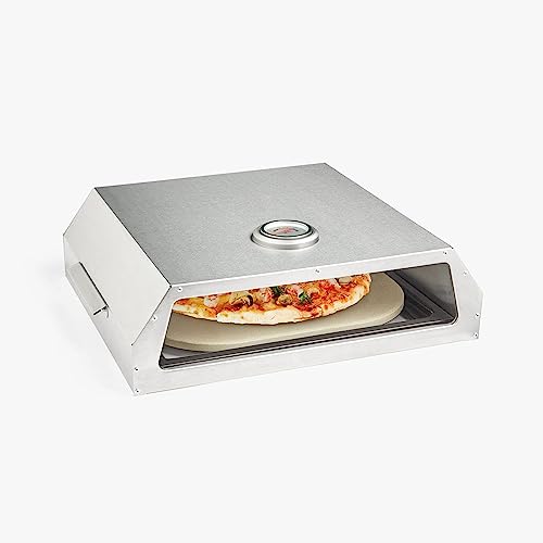 Pizzaofen aus Keramikstein mit schneller Erwärmung, gleichmäßiges Garen, Edelstahlhaube und Pizzaschieber inklusive, für leckere hausgemachte Pizza von Avilia