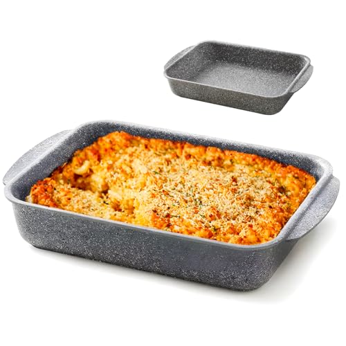 Rechteckiges Antihaft-Backblech aus kratzfestem Aluminium, 35 x 30 x 7 cm, ideal für Kuchen oder Aufläufe, Lasagne, gebackene Nudeln und Gratin-Gemüse - familienfreundlich und leicht zu reinigen von Avilia