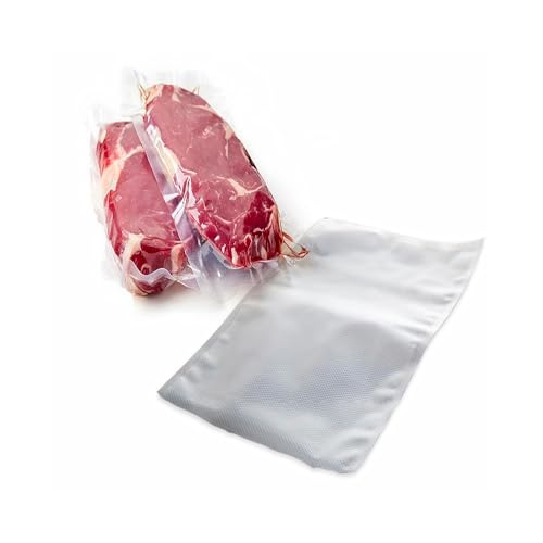 Set mit 100 Vakuumbeuteln zur Aufbewahrung von Lebensmitteln – optimal für Fleisch, Fisch, Gemüse, mehrlagig mit UV-Filter, nicht mikrowellengeeignet, 15 x 25 cm von Avilia