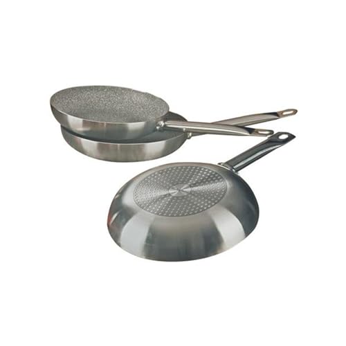 Set mit 3 Pfannen in verschiedenen Größen mit Marmor-Effekt – Set mit 3 antihaftbeschichteten Pfannen zum Braten und Braten ohne Öl, aus Aluminium, 20/24/28 cm von Avilia