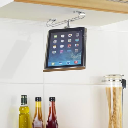 Tablet-Ständer für die Küche – Ständer für Bücher und Rezeptbücher aus Edelstahl, 24 x 2 x 18,5 cm, Silber von Avilia