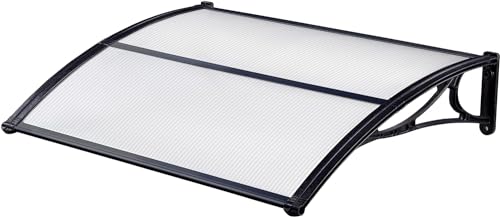 Vordach für den Außenbereich | Sonnendach | Regenschutz | Vordach zum Reparieren | Vordach aus ABS mit Abdeckung aus Polycarbonat 80 x 100 cm, schwarz von Avilia