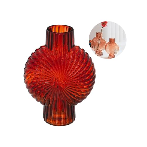 Vase für Blumen und Dekorationen - Vase für Schlafzimmer, Wohnzimmer und Küche, aus Glas, 18,5 x 8,5 x 25 cm, Rot von Avilia
