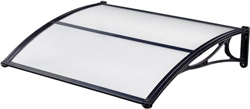 Vordach für den Außenbereich, 100 x 150 cm, aus transparentem Polycarbonat, Sonnendach und Regenschutz, Robustes Dach aus schwarzem ABS-Kunststoff, Vordach für Eingangstüren – einfach zu montieren von Avilia