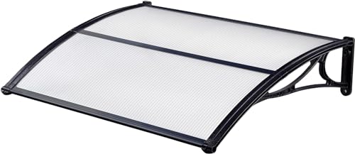 Avilia Vordach für den Außenbereich | Sonnendach & Regenschutz | ABS & Polycarbonat 80 x 100 cm, Schwarz von Avilia