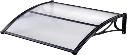 Vordach für den Außenbereich | Sonnendach | Regenschutz | Vordach zum Reparieren | Vordach aus ABS mit Abdeckung aus Polycarbonat 80 x 120 cm, schwarz von Avilia