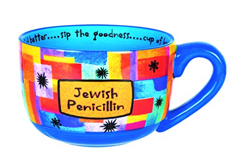 Aviv Judaica Jüdische Penicillin Keramik-Suppentasse mit herzerwärmender Nachricht, Suppenschüssel mit Griff, Heißgetränke-Trinkbecher der Liebe, Geschenk für Ehepartner, Mutter, Vatertag, Großeltern von Aviv Judaica