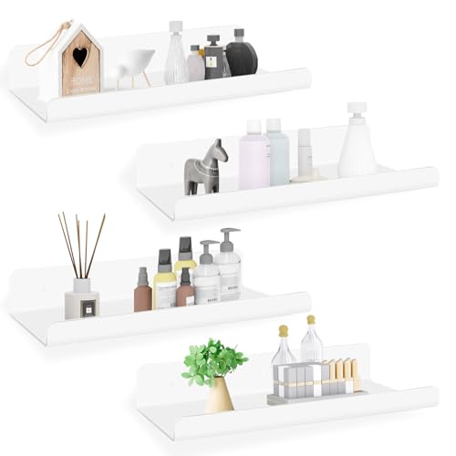 Avmvnvc Wandregal Ohne Bohren Weiß - 4 Stück 30cm Regal Wand Acryl - Schweberegal Weiss - Bad Regal Kleberegal Bilderleiste Bücherregal Wand - für Küche, Badezimmer, Büro, Wohnzimmer, Kinderzimmer von Avmvnvc