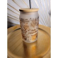 Trinkglas Mit Strohhalm/Glas Kaffeebecher Daily Reminder Glasdose 400Ml Oder 500Ml Milchglas Klares Glas von Avnadnie