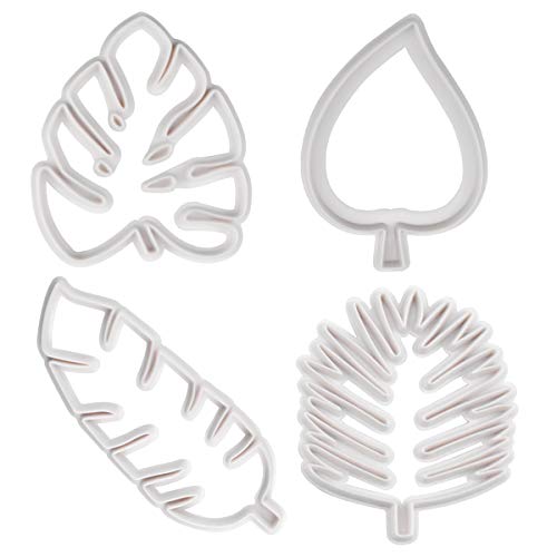 AvoDovA Blätter Ausstechformen Set, 4 Stück Keksausstecher, Plätzchenformen, Blatt Ausstecher, Tropische Blatt Keksformen, Kunststoff Tortendekoration für DIY Keks Fondant Cupcake Kuchen von AvoDovA